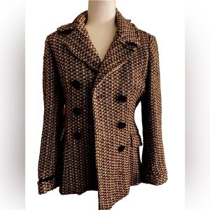 Moda International Brown Houndstooth Pea Coat